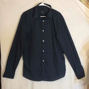 H&M Women's Blue Dress Shirt w/White Dots, size XL